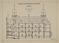 217257 Doorsnede van het Ooglijdersgasthuis (F.C. Dondersstraat 49) te Utrecht.N.B. Het adres F.C. Dondersstraat 49 is ...